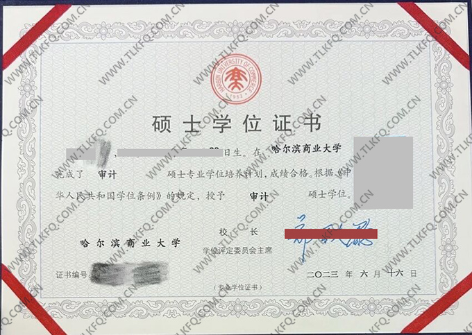 哈尔滨商业大学2023年硕士学位证样本（审计）