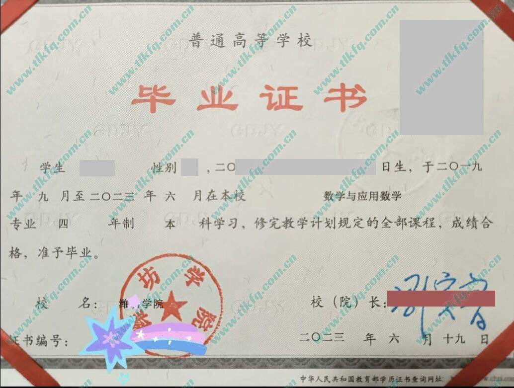 潍坊学院2003年统招本科学士学位证