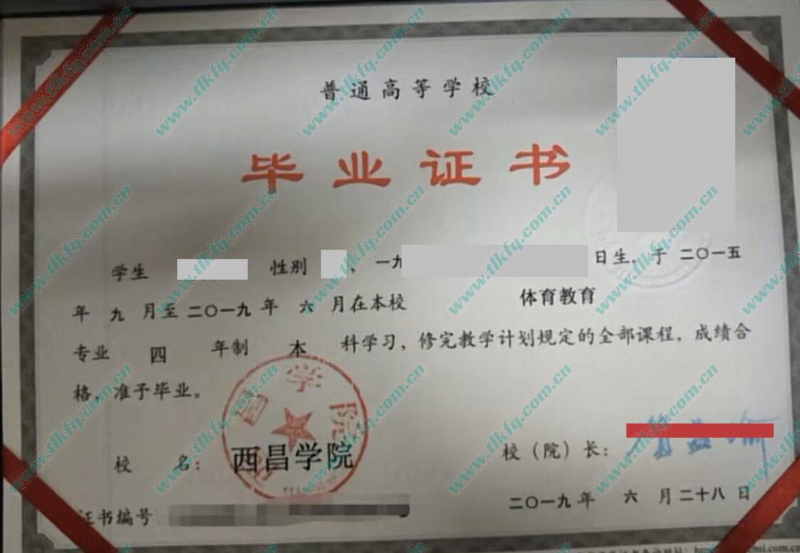 西昌学院2019年统招本科毕业证（体育教育）