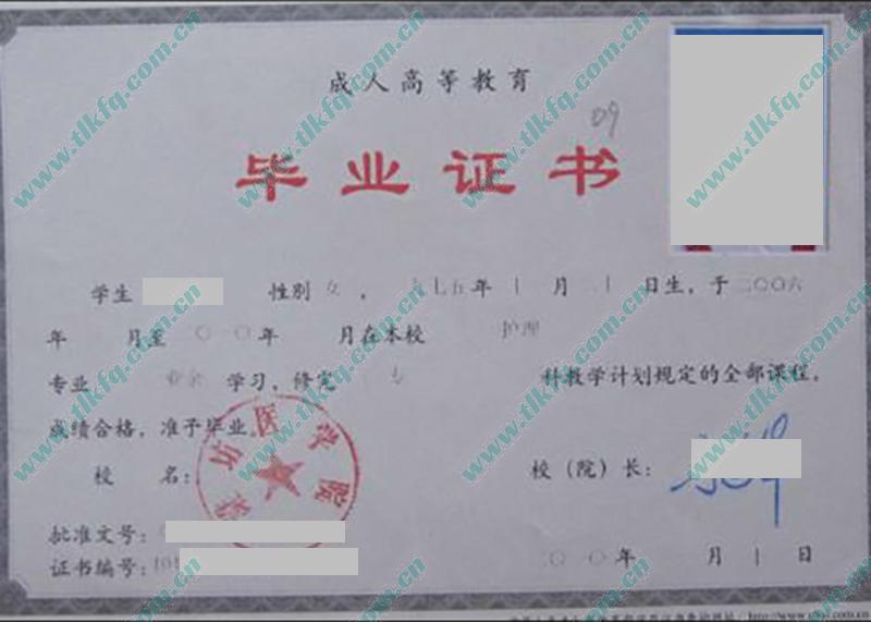 潍坊医学院2020年成人教育大专毕业证样本（护理）